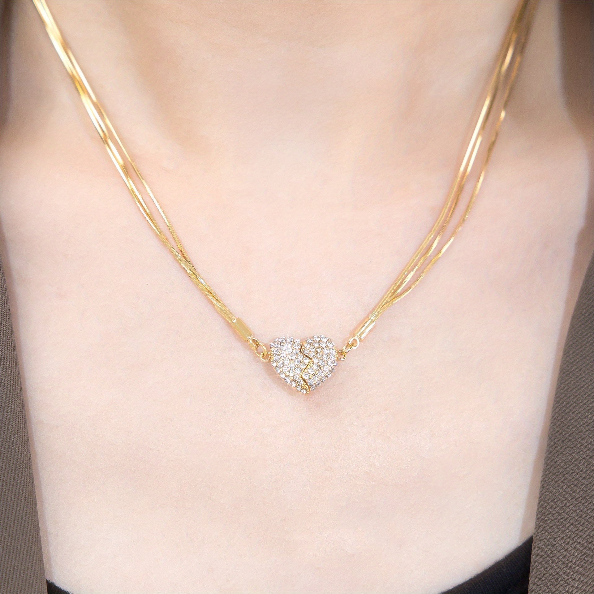 Tavionne - Collier Cœur Magnétique En Acier Inoxydable