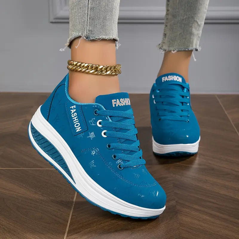 Brelina™ - Baskets femme plateforme lacets cuir synthétique confort quotidien