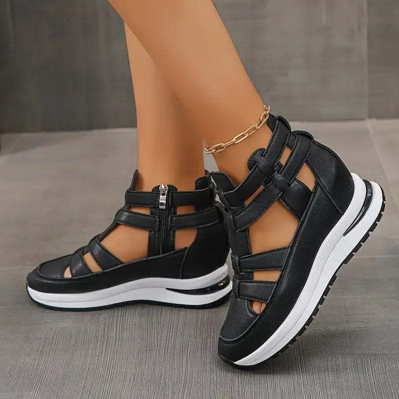 Romina™ - Sandales à Talon Compensé Élégantes et Légères avec Fermeture Éclair Latérale