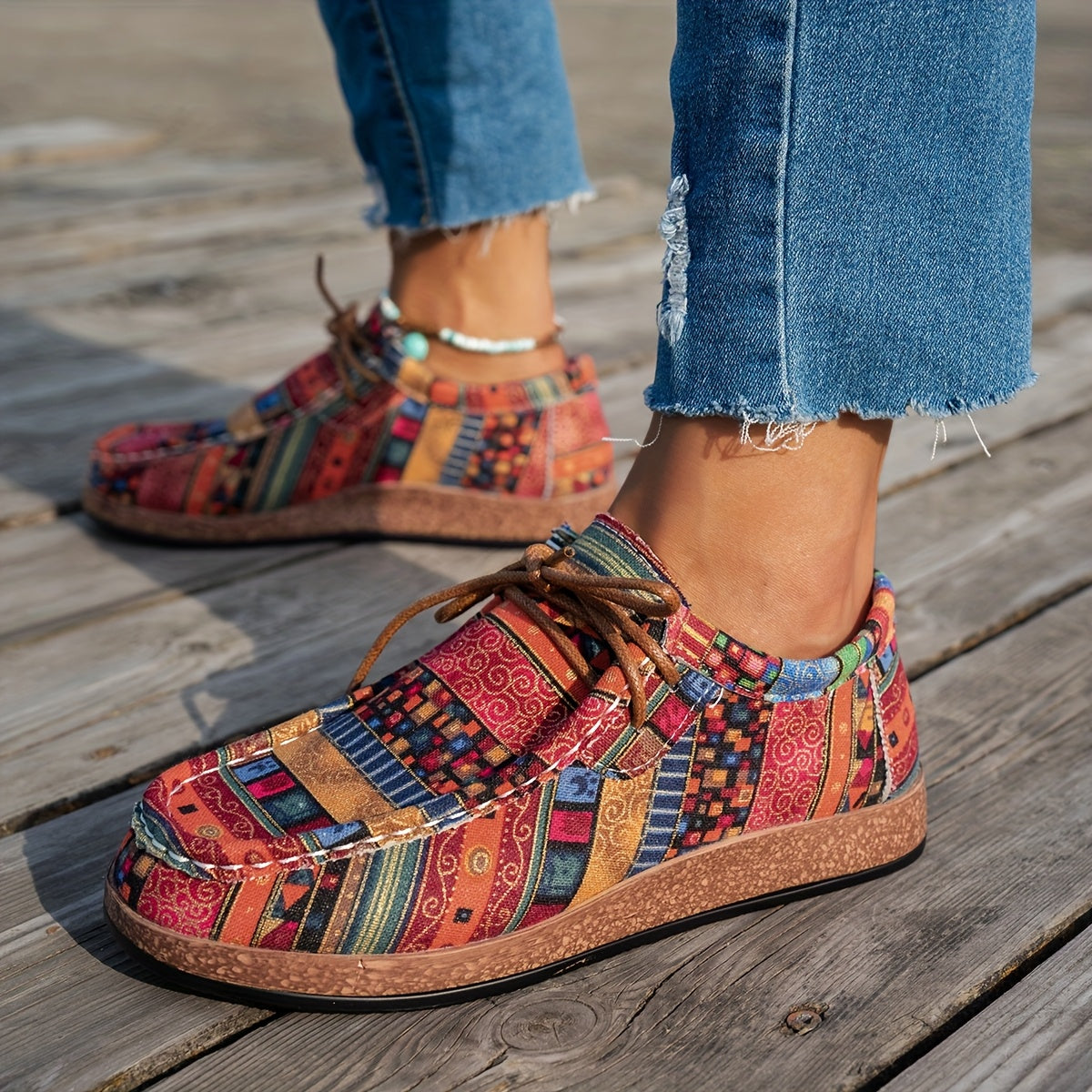 Éléonore - Baskets femme patchwork à lacets pour confort quotidien