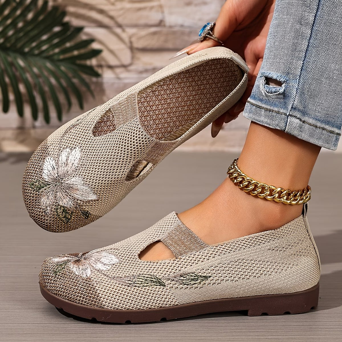 Arixa™ - Chaussures Respirantes Confortables à Broderie Fleurie