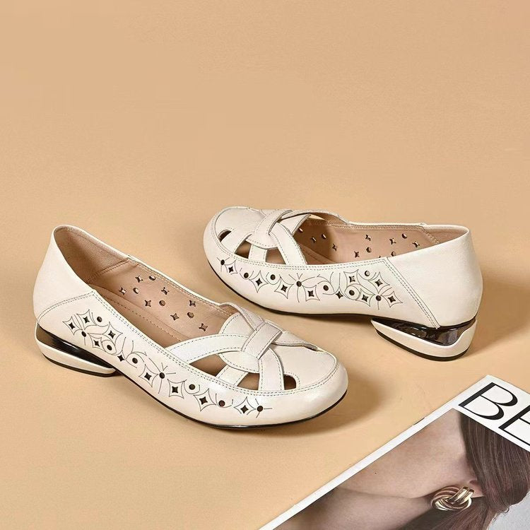 Kavrine™ - Chaussures Plates Femme Cuir Découpé Élégant Slip-On