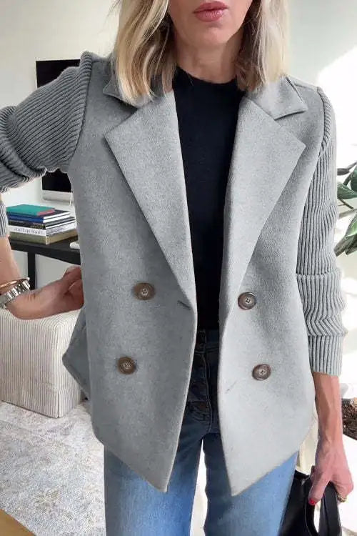 Augustine™ - Manteau Décontracté à Col avec Manches Patchwork