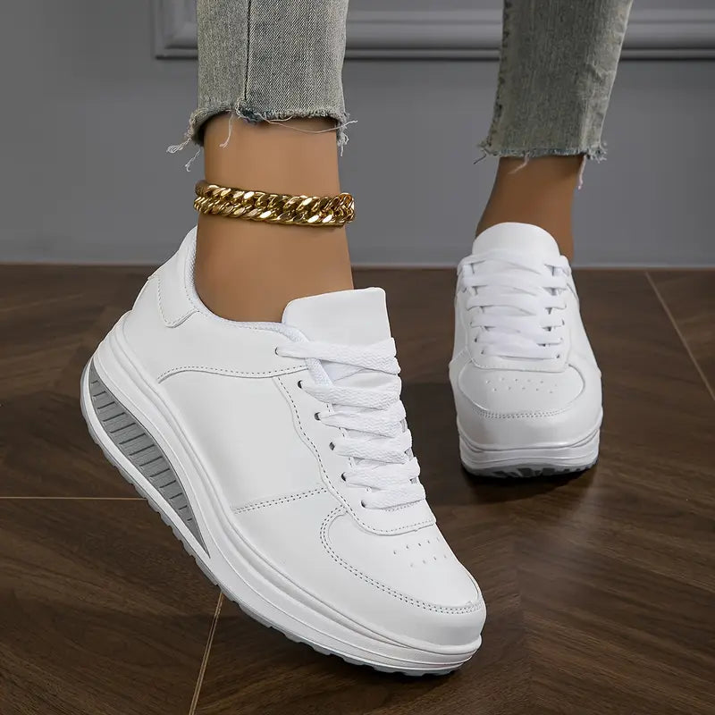 Brelina™ - Baskets femme plateforme lacets cuir synthétique confort quotidien