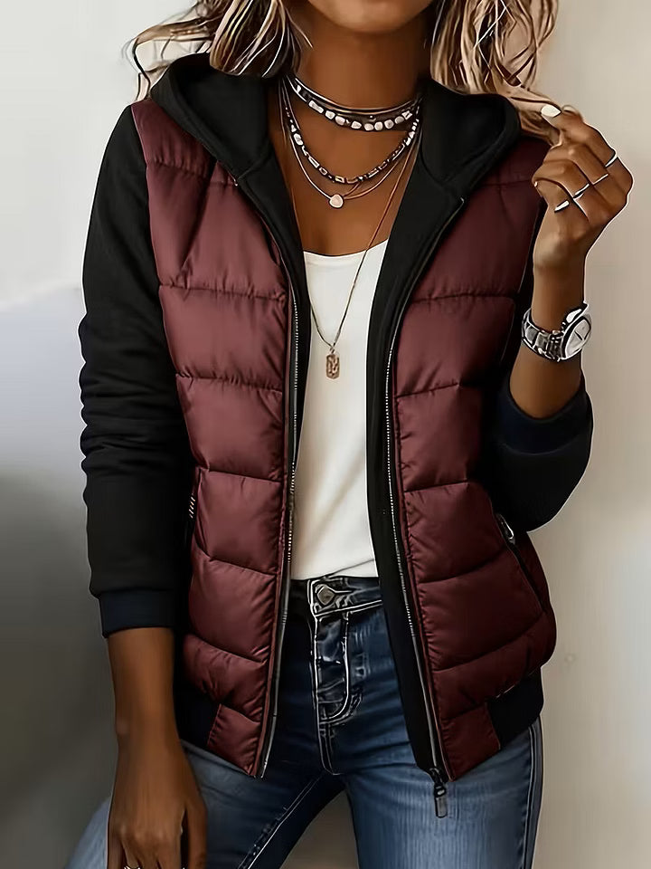 Roosje - Veste matelassée femme à capuche et manches longues bicolores