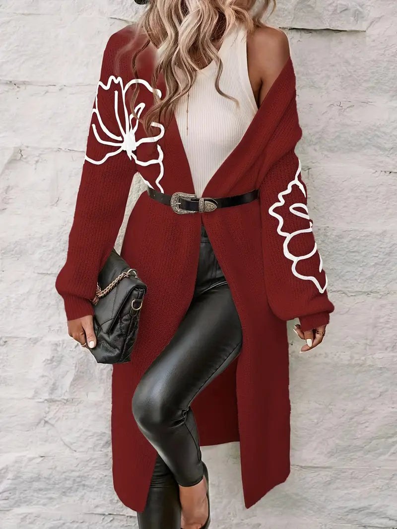 Mirielle™ - Cardigan Floral Élégant à Épaules Tombantes