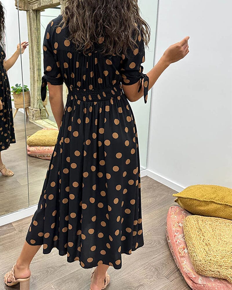 Mina™ - Robe à Pois avec Décolleté Pointu Profond