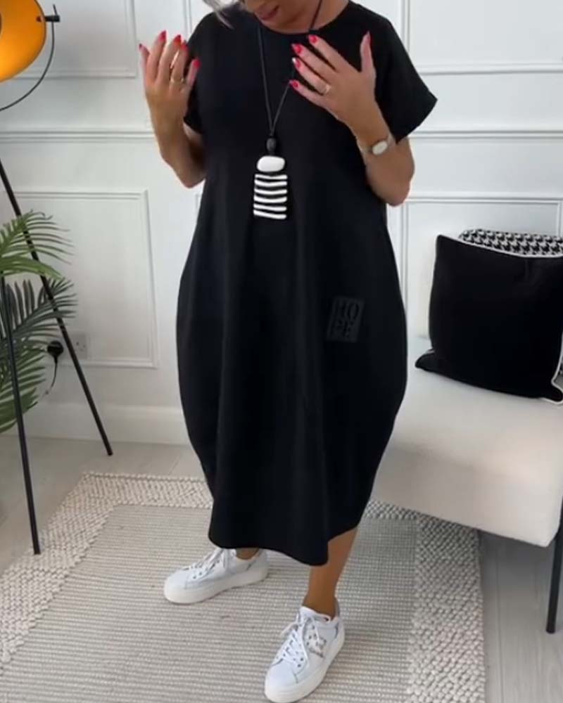 Marie™ - Robe Décontractée à Manches Courtes avec Imprimé Lettre pour Femme