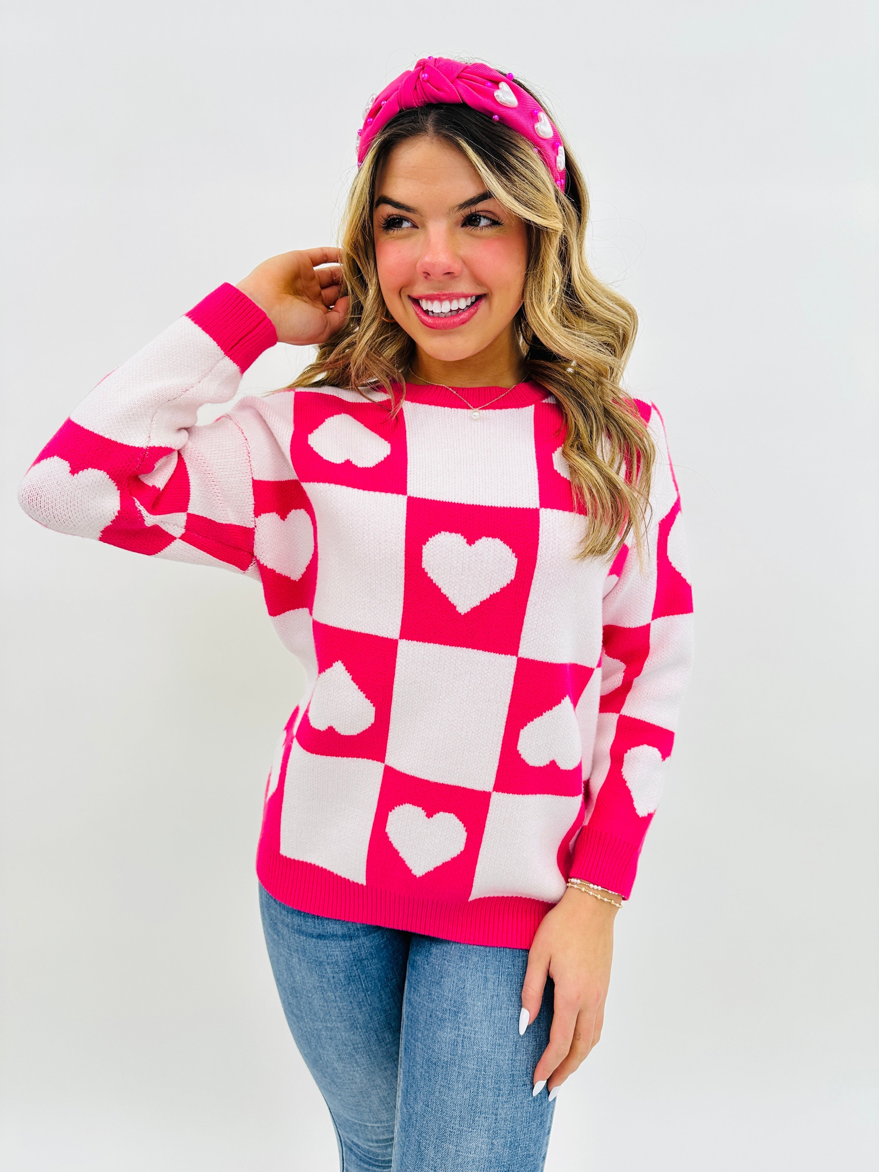 Ottilie™ - Pull Saint-Valentin à Cœurs Carreaux