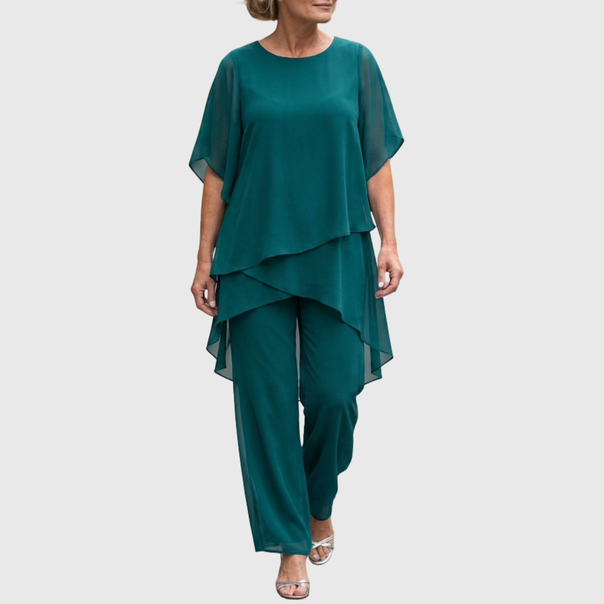 Fosira™ - Ensemble Élégant pour Femmes avec Pantalon Palazzo Drapé