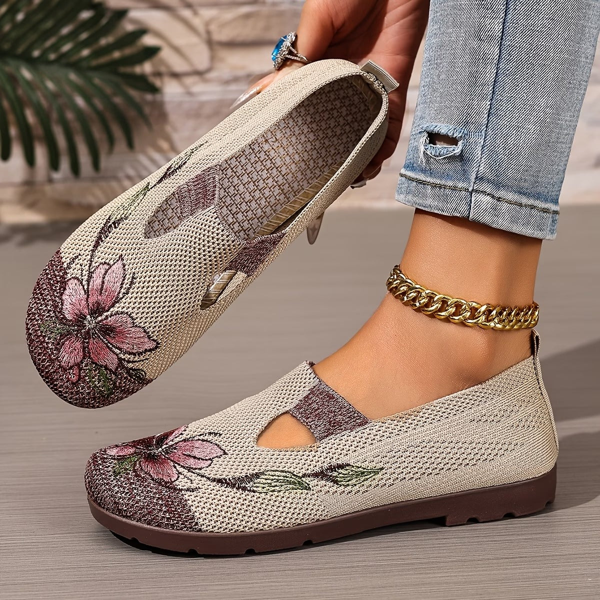 Arixa™ - Chaussures Respirantes Confortables à Broderie Fleurie