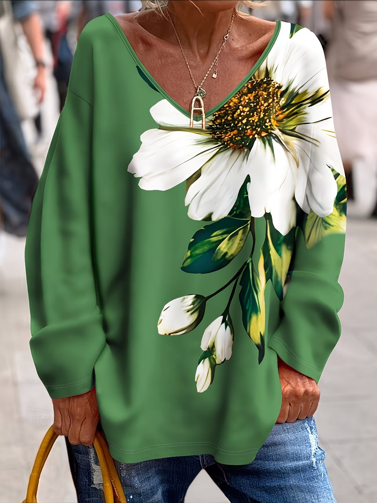 Olivira™ - Haut Ample À Motif Floral Inspiré De La Nature