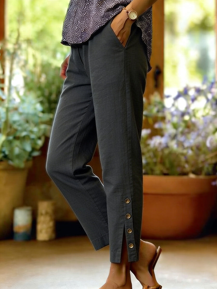 Firoxa™ - Pantalon Femme Lin Léger Confort Décontracté Pour Quotidien