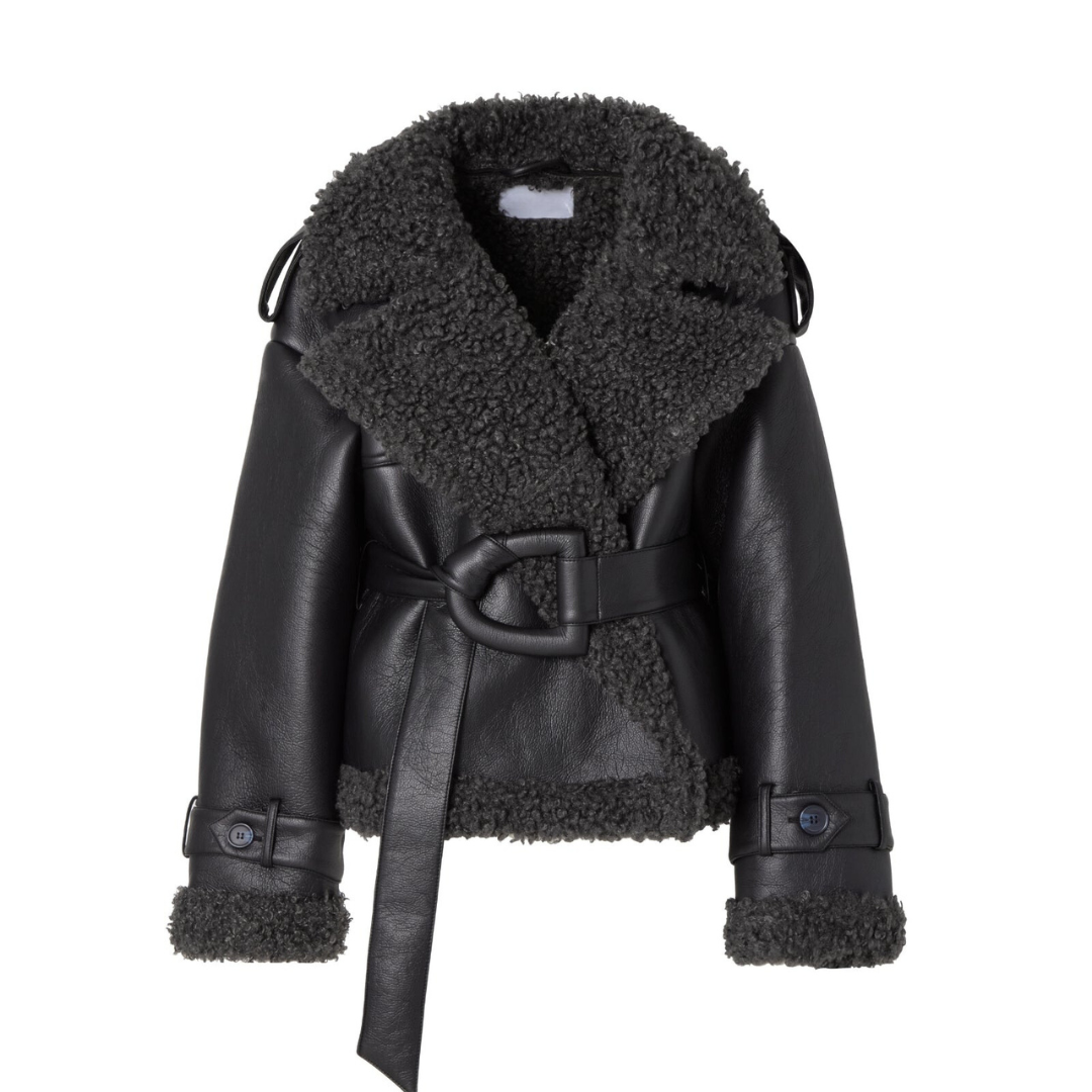 Dorelya - Manteau Shearling Ceinturé Élégance Hivernale