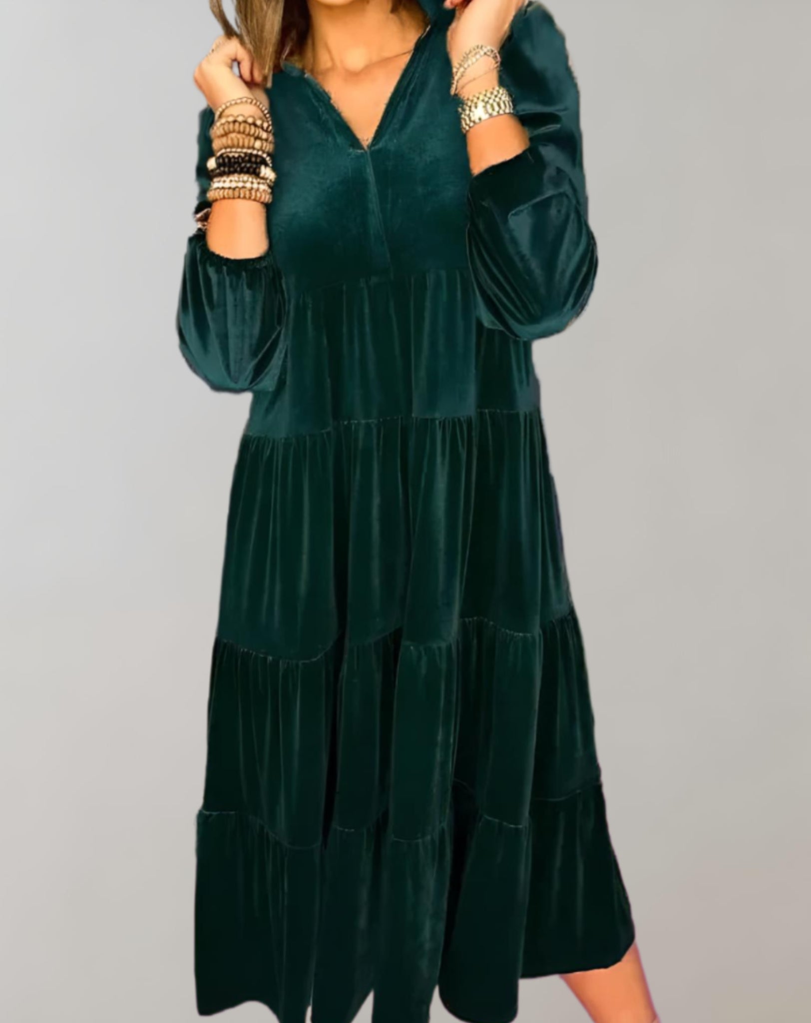 Louiza™ - Robe en velours fluide avec décolleté en V