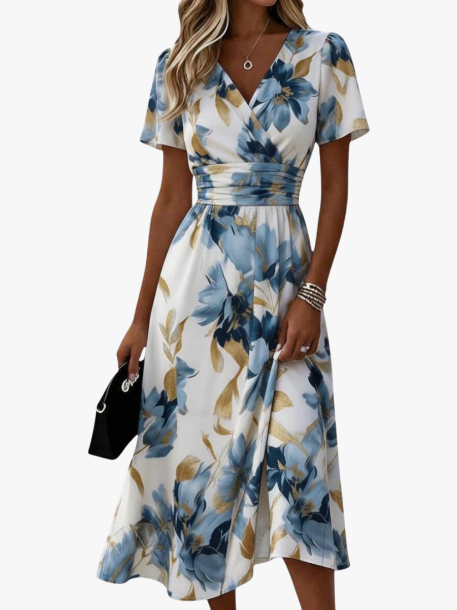 Havienne - Robe midi femme fleurie à col cache-cœur