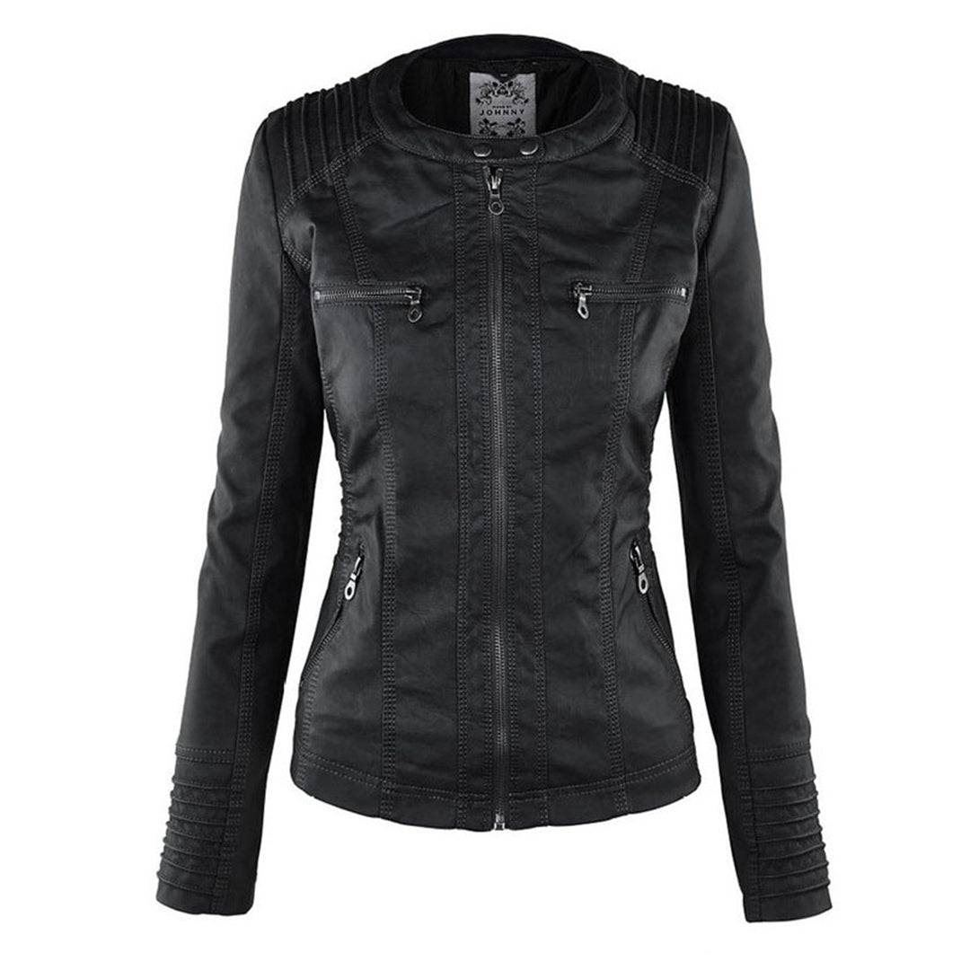 Rieke - Veste femme en similicuir à capuche et fermeture éclair