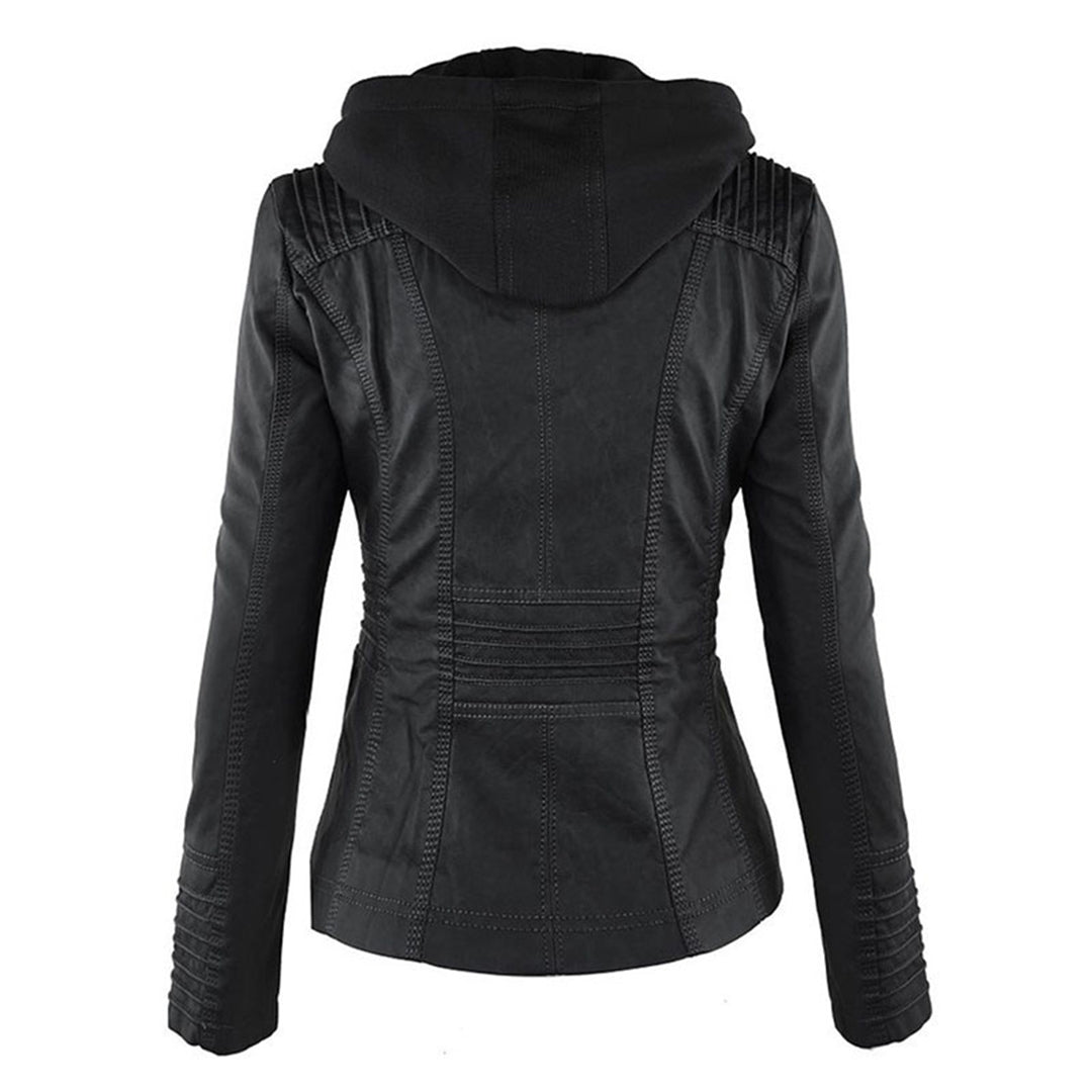 Rieke - Veste femme en similicuir à capuche et fermeture éclair