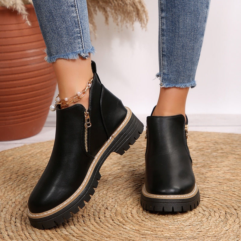Zarah - Bottines femme à plateforme avec fermeture latérale zippée