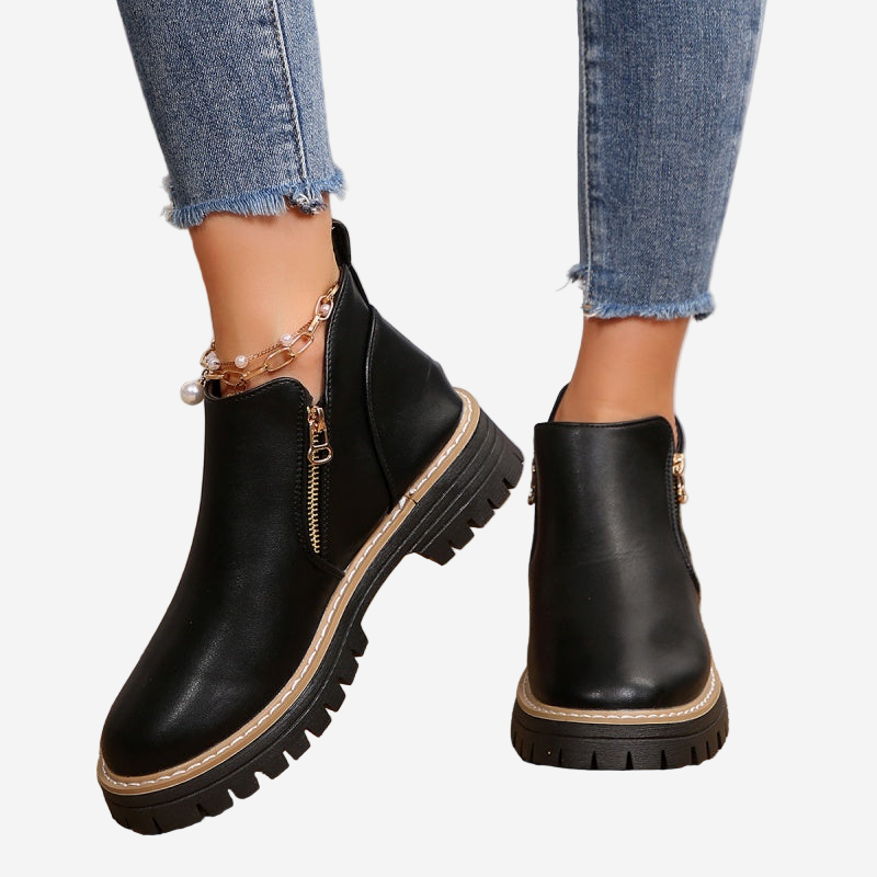 Zarah - Bottines femme à plateforme avec fermeture latérale zippée