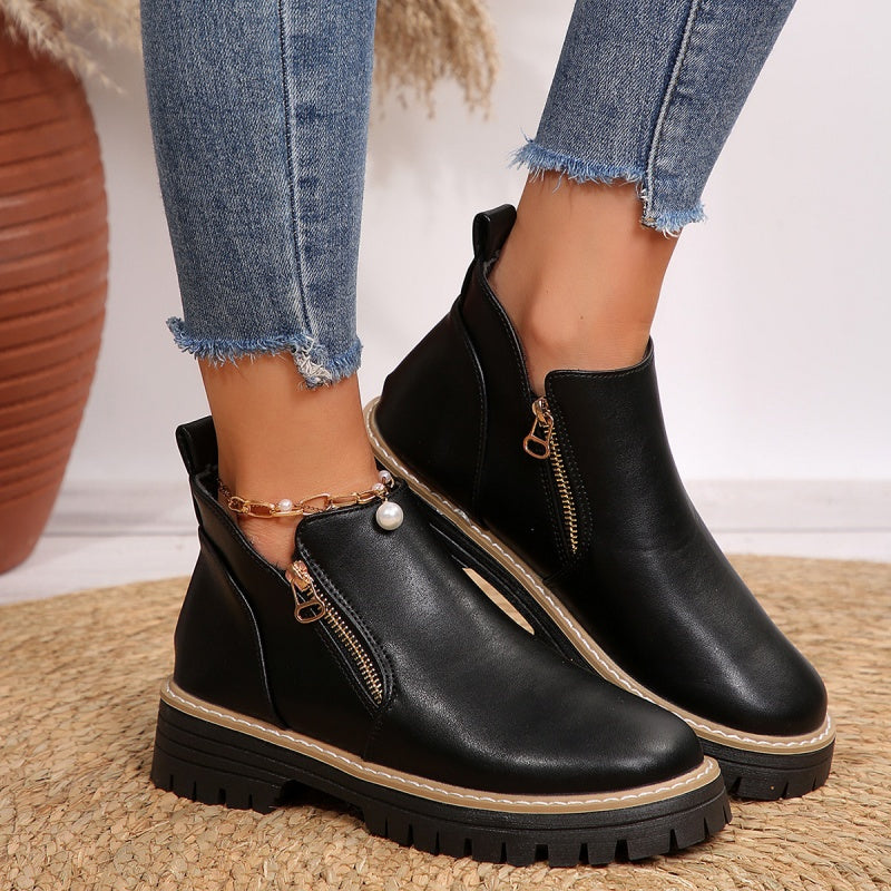 Zarah - Bottines femme à plateforme avec fermeture latérale zippée
