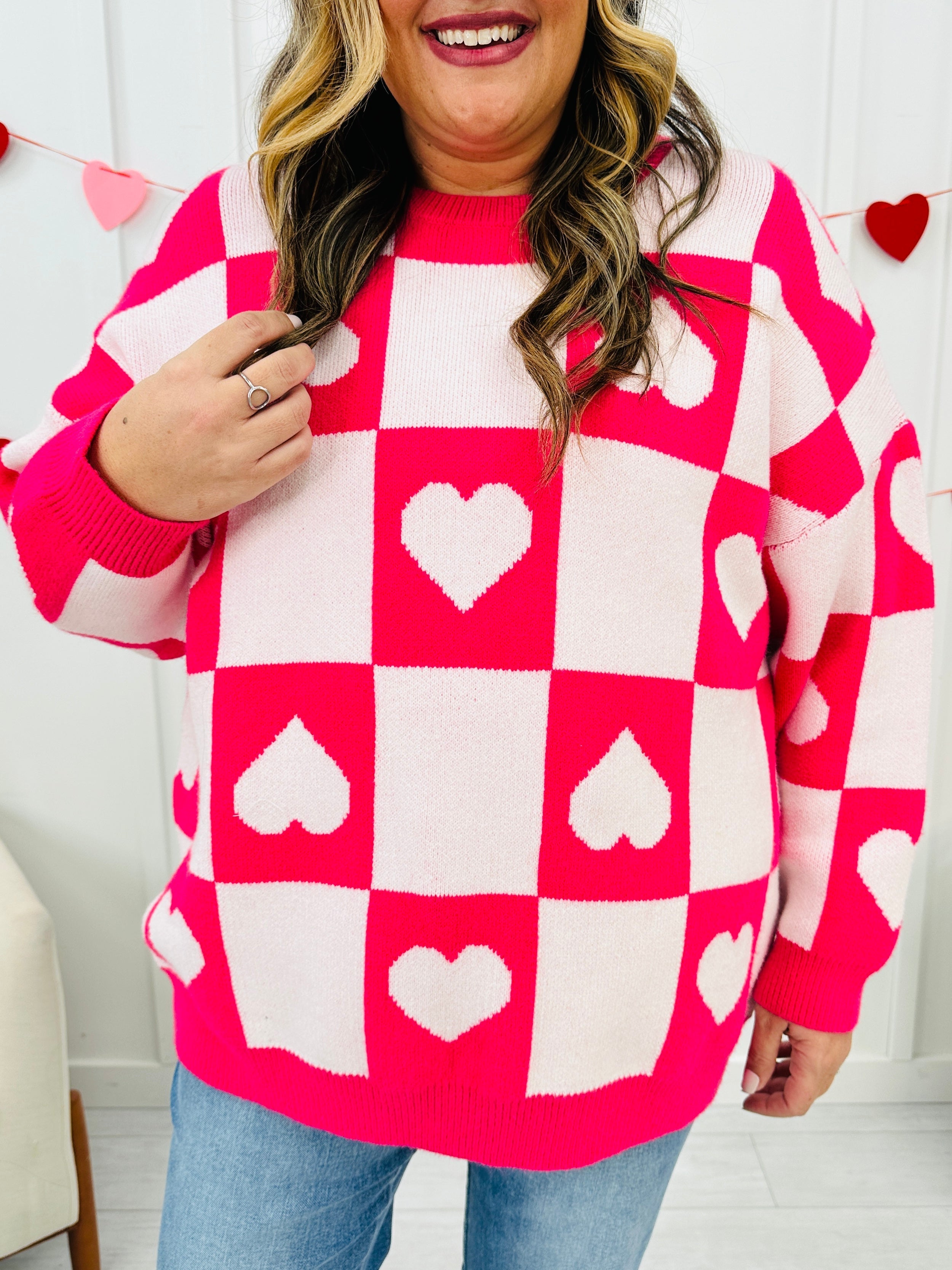 Ottilie™ - Pull Saint-Valentin à Cœurs Carreaux