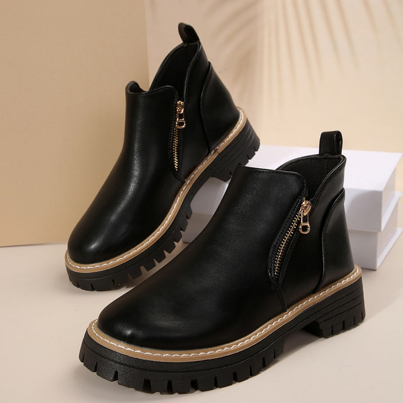 Zarah - Bottines femme à plateforme avec fermeture latérale zippée
