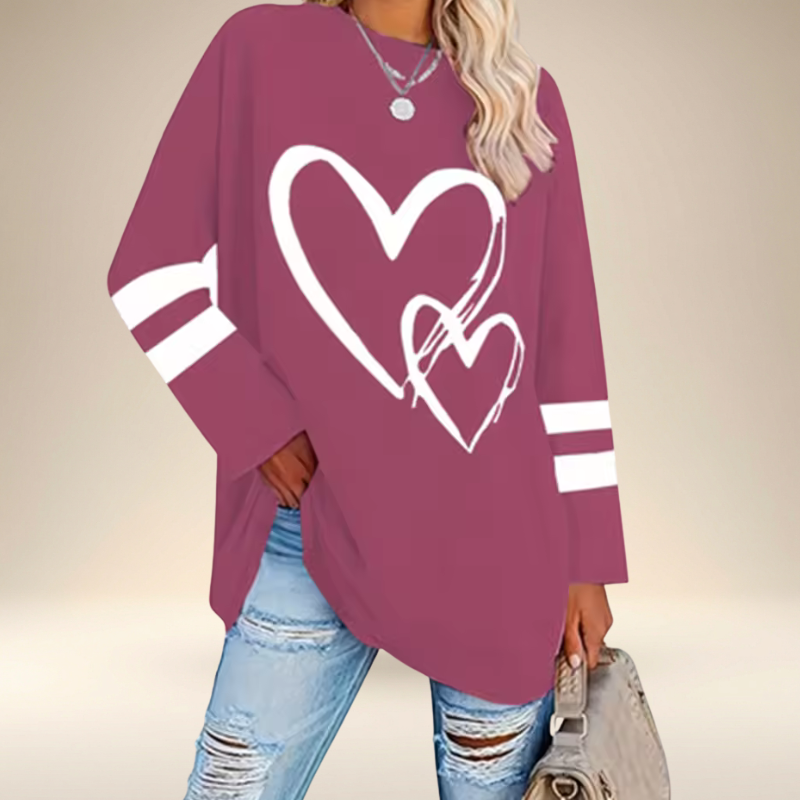 Faloria™ - Sweat Oversize Femme à Imprimé Cœur