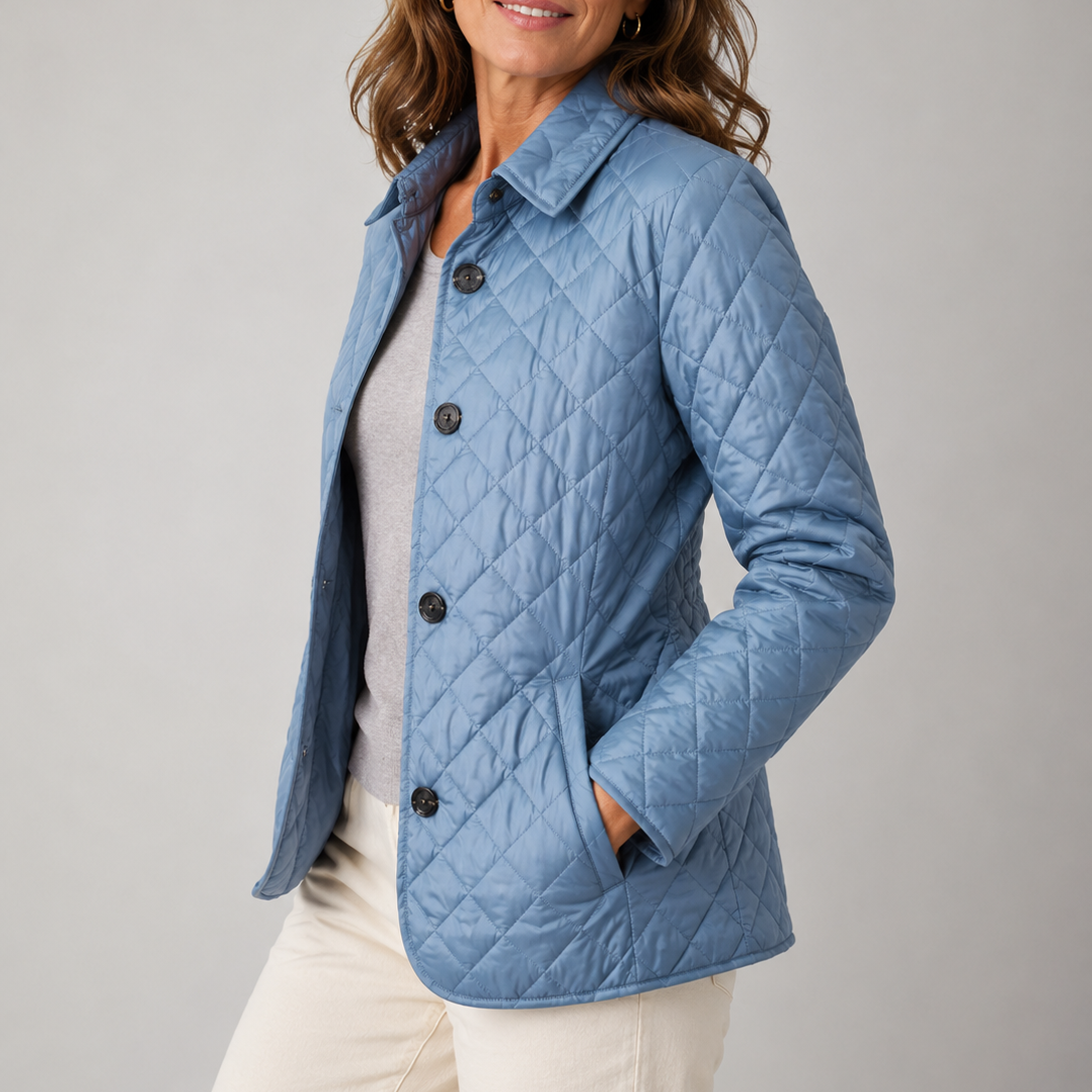 Roseline - Veste matelassée longue femme avec col montant