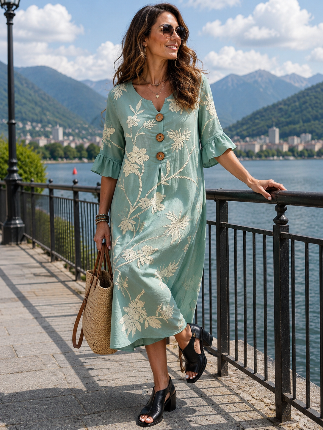 Ariella - Robe femme en coton à imprimé floral