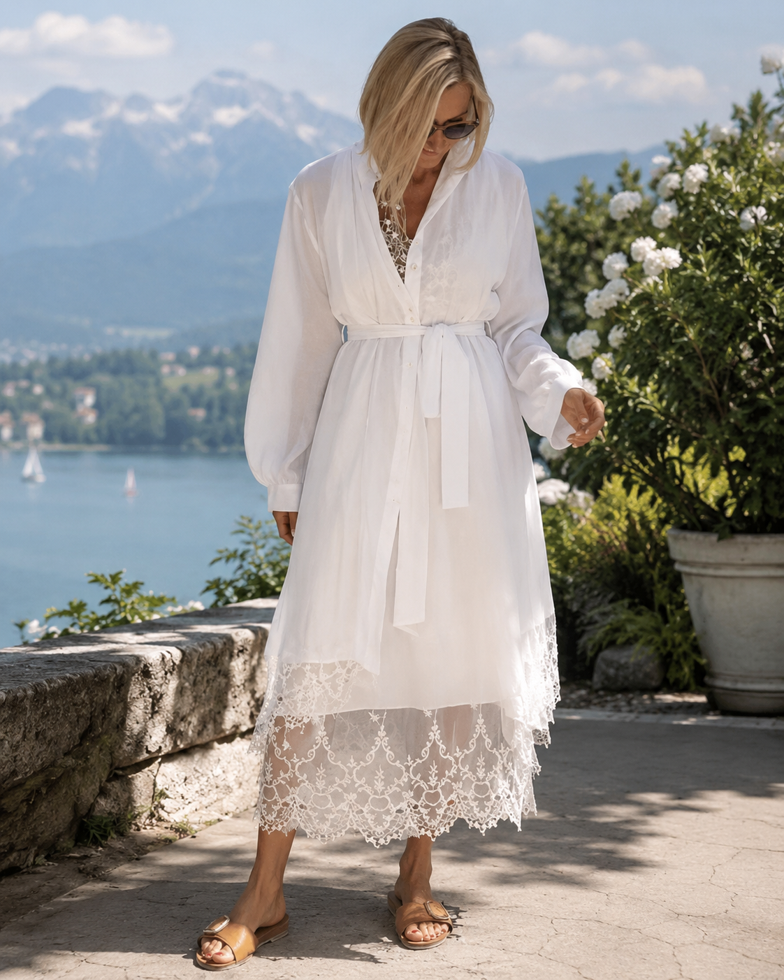 Ivera - Ensemble robe femme en dentelle avec cardigan