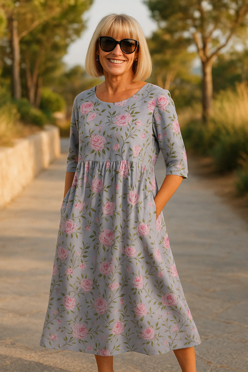 Gavessia - Robe midi femme imprimée style décontracté élégant