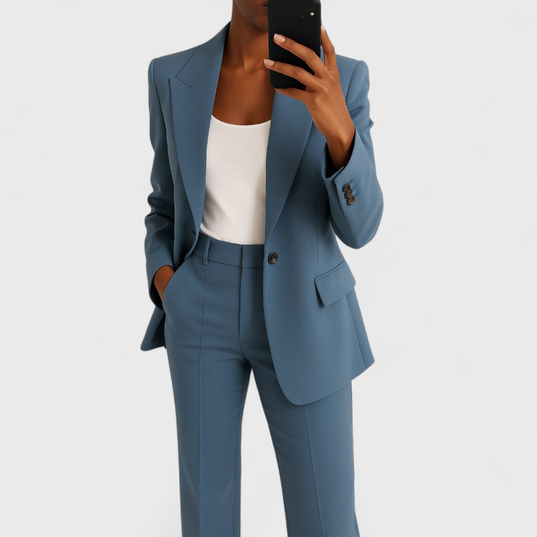 Marlou - Ensemble femme tailleur avec blazer et pantalon large