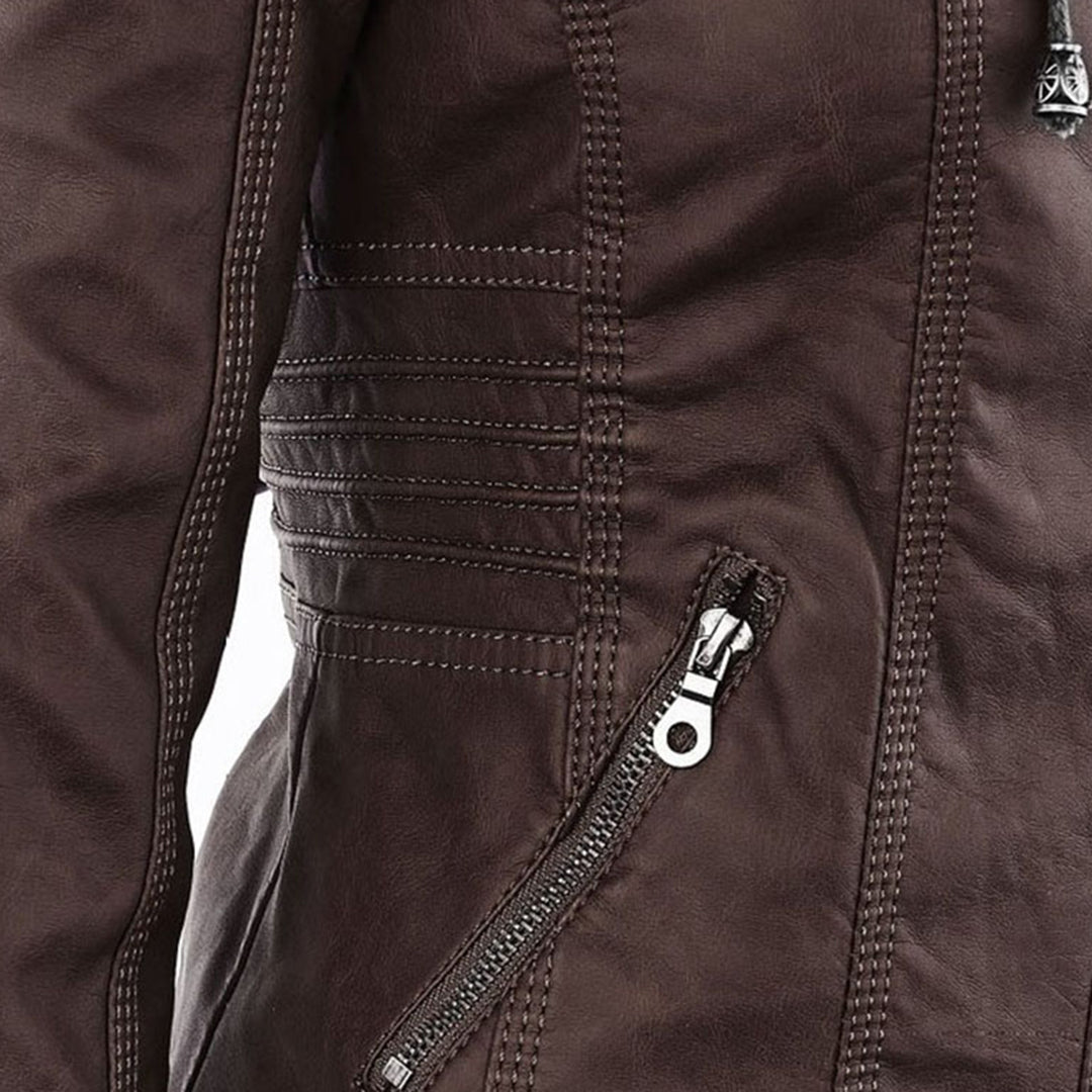 Rieke - Veste femme en similicuir à capuche et fermeture éclair