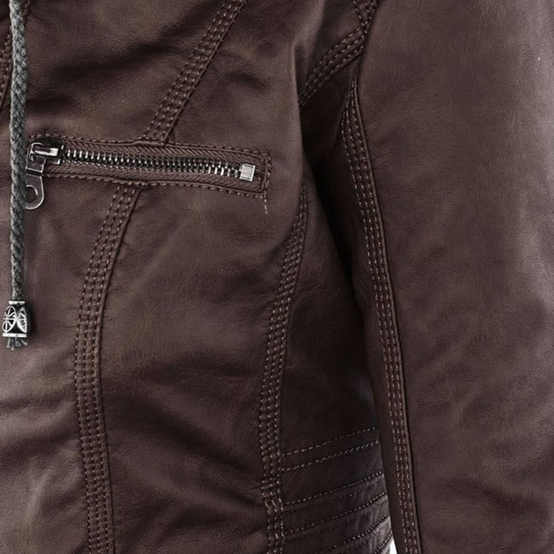 Rieke - Veste femme en similicuir à capuche et fermeture éclair
