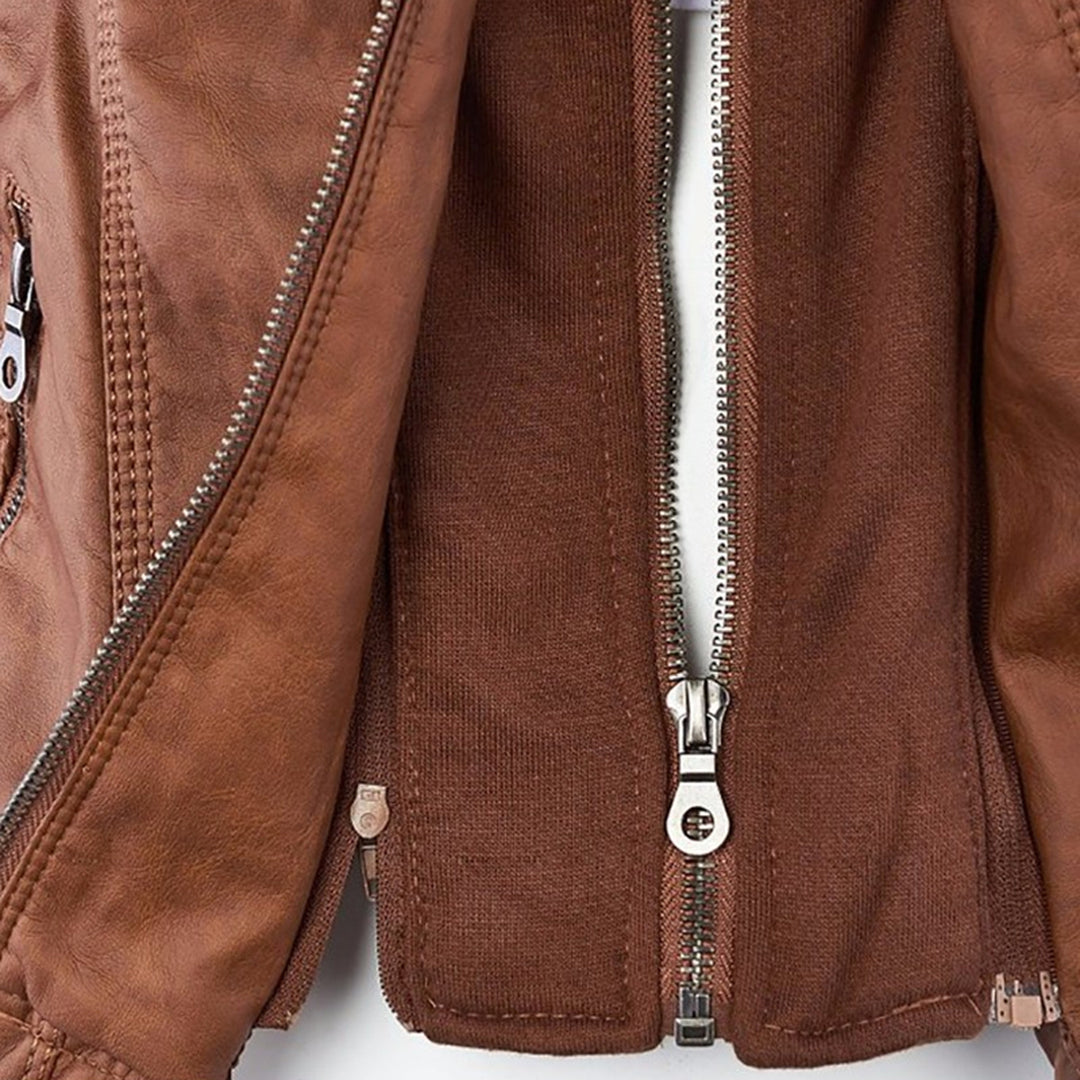 Rieke - Veste femme en similicuir à capuche et fermeture éclair