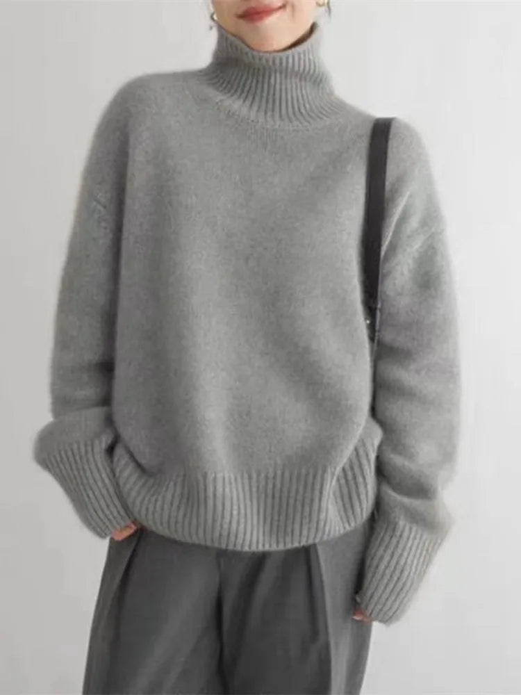 Karine™ - Pull à col roulé confortable et doux en maille