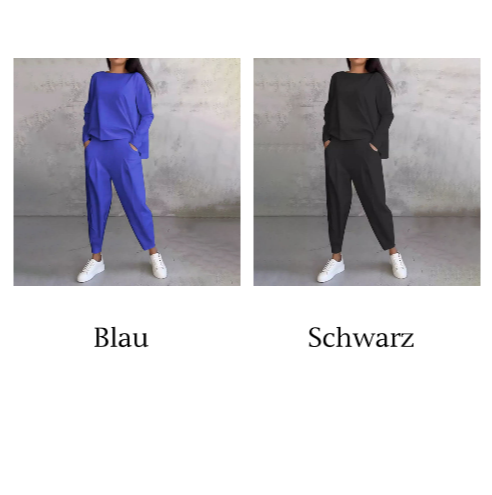 Ophélie™ - Manches longues avec col rond & Pantalon Ensemble 2 pièces