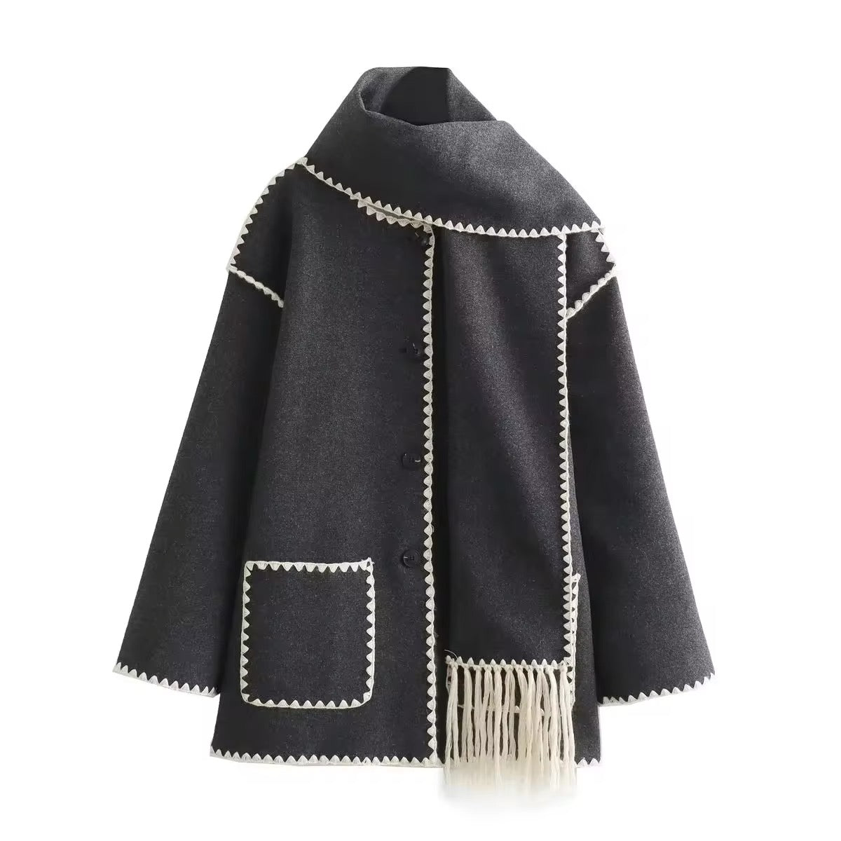 Antoinette™ - Manteau Élégant avec Col Rond et Poches
