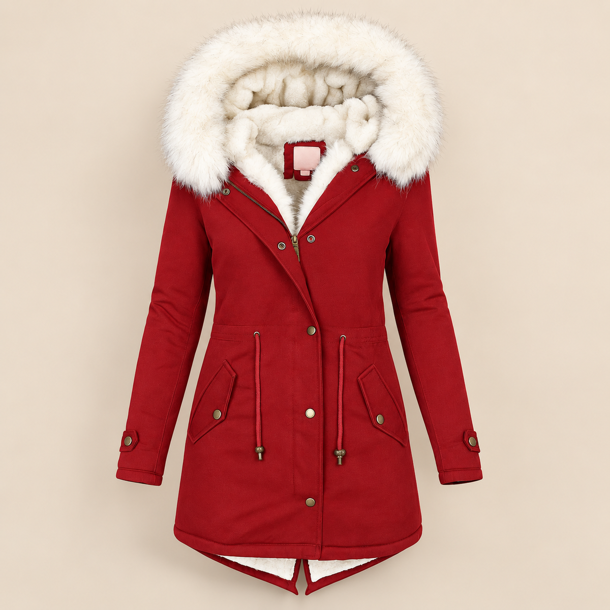 Charline - Parka longue femme à capuche et taille ajustable