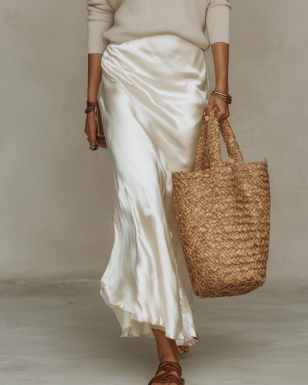 Elyxa™ - Ensemble robe midi satinée avec pull assorti style élégant moderne