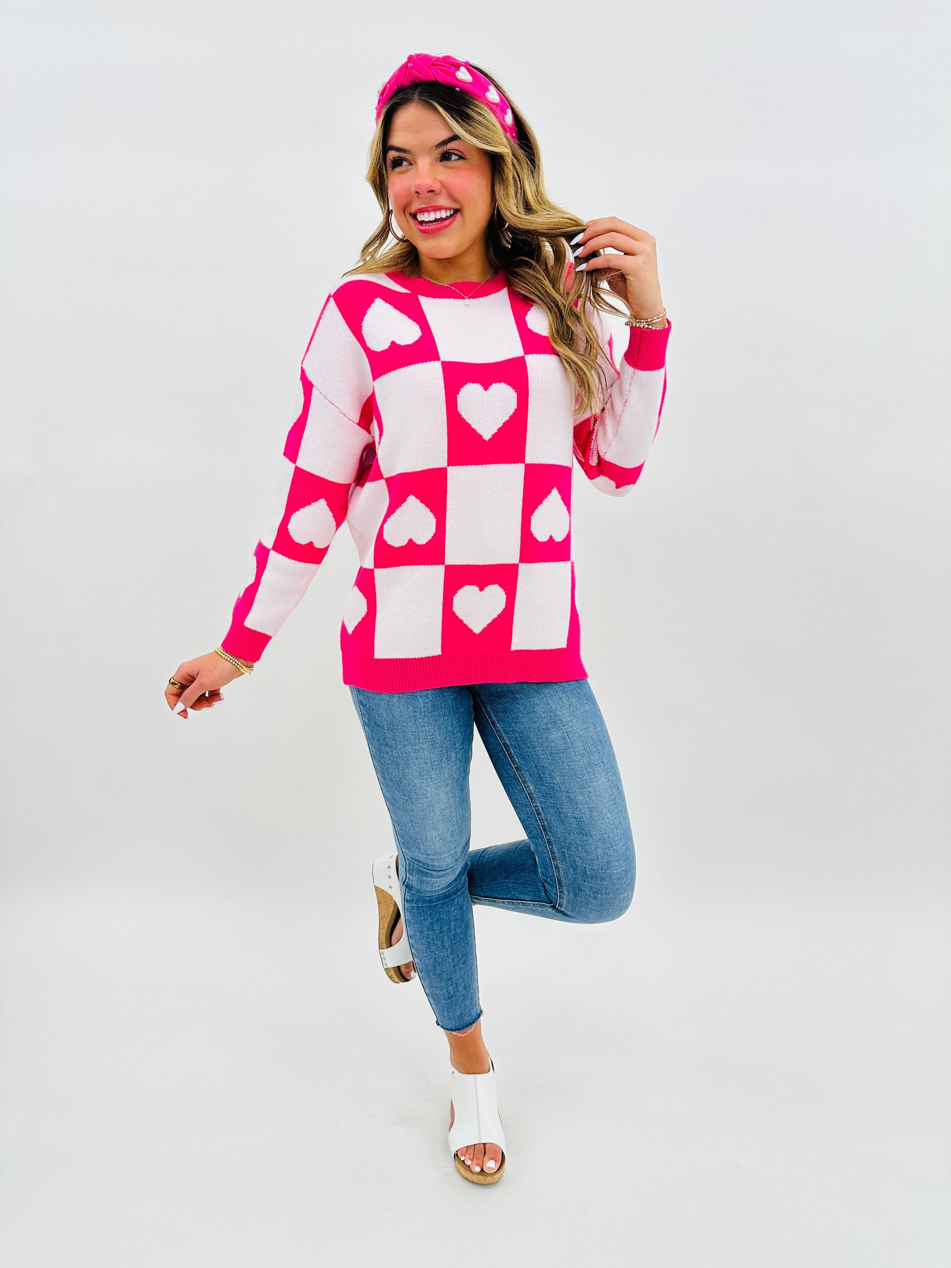 Ottilie™ - Pull Saint-Valentin à Cœurs Carreaux