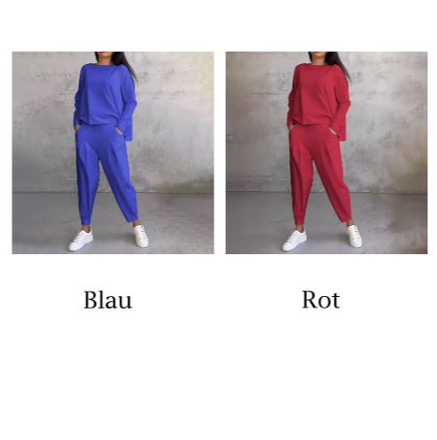 Ophélie™ - Manches longues avec col rond & Pantalon Ensemble 2 pièces