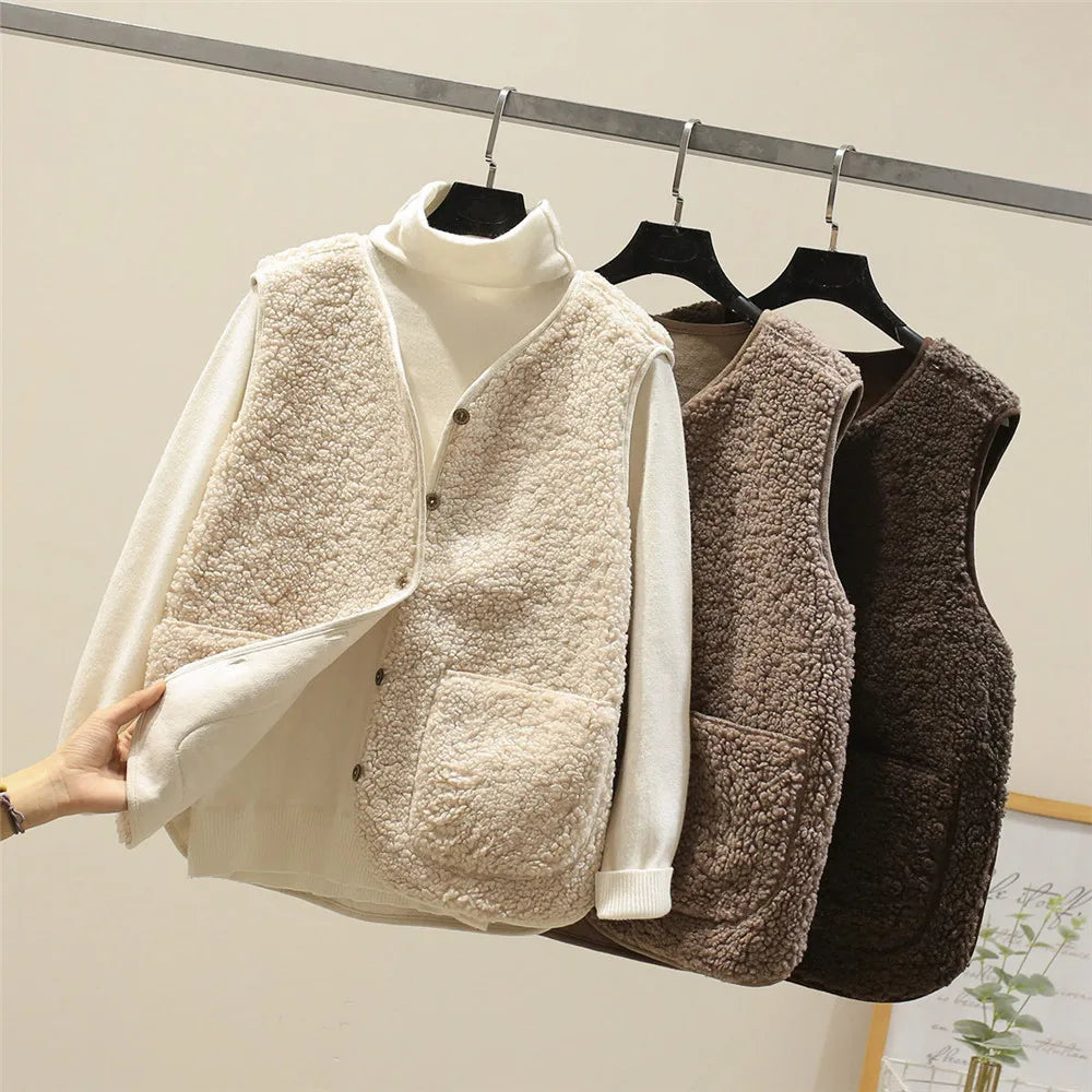 Avriel™ - Manteau sans manches pour femmes en laine d'agneau