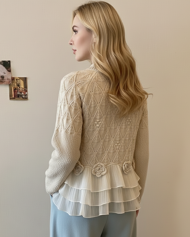 Selavellisse - Cardigan Tricoté À Volants Romantiques