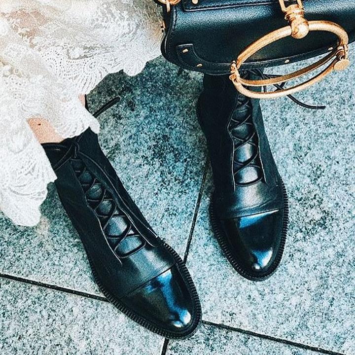 Mireille™ - Bottes en cuir verni style britannique pour femmes