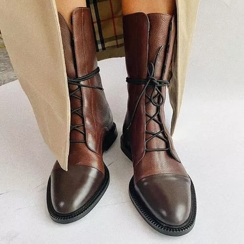 Mireille™ - Bottes en cuir verni style britannique pour femmes
