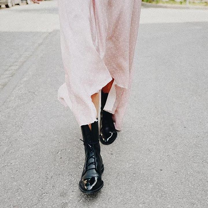 Mireille™ - Bottes en cuir verni style britannique pour femmes