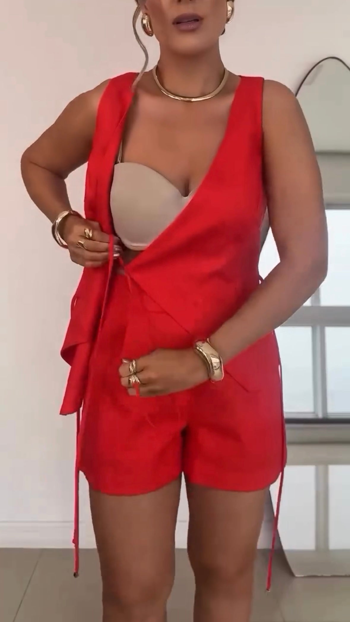 Nolene™ - Ensemble Chic Cordinato avec Top Cache-Cœur et Short