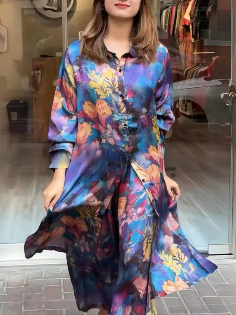 Clarice™ - Robe chemise fluide 2 pièces pour femmes